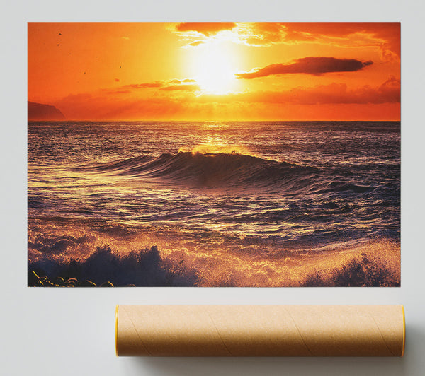 Sun Blaze Waves Giclee Print