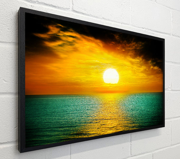 Orange Sun Reflections On The Green Ocean