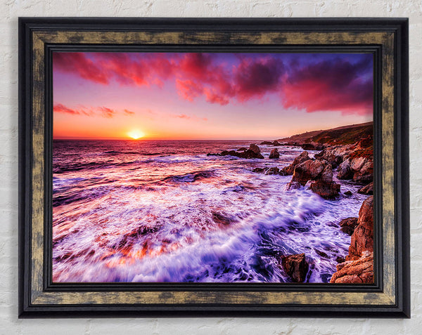Pink Ocean Waves Framed Print