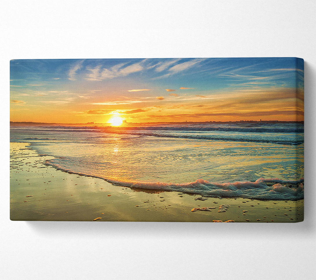  A Canvas Print of Waves Of The Sunset Ocean Canvas Print