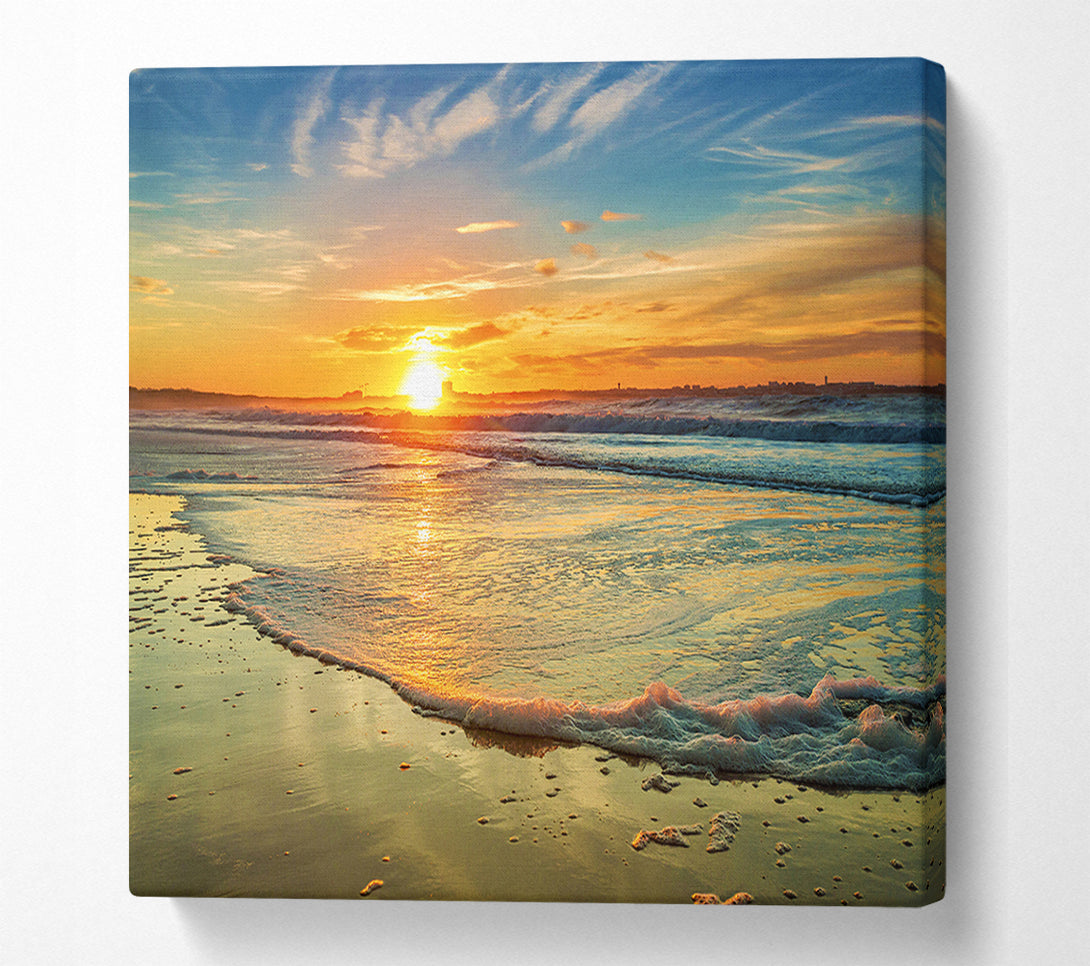  A Canvas Print of Waves Of The Sunset Ocean Canvas Print