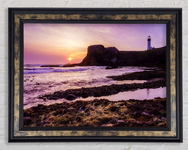 Purple Lighthouse Watch Framed Print