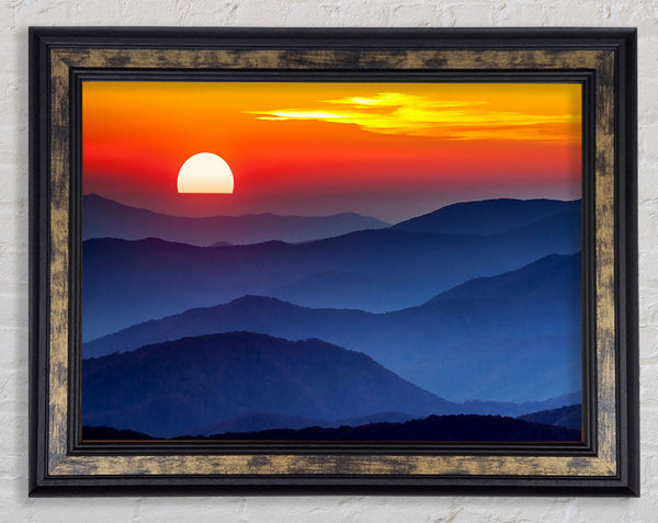 Sunset Mountain Blues Framed Print