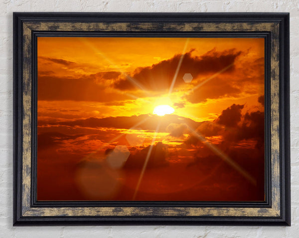 Sun Blaze Clouds Framed Print