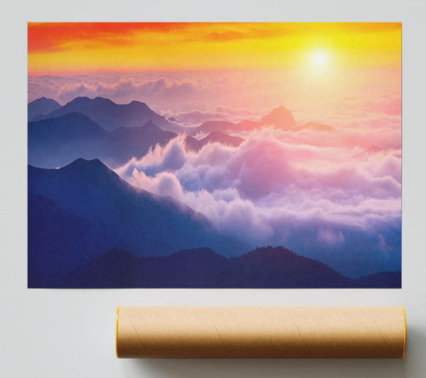 Sun Above The Mountain Clouds Print