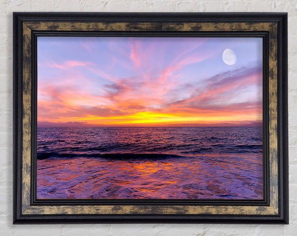 Purple Sun Glow Moon Framed Print