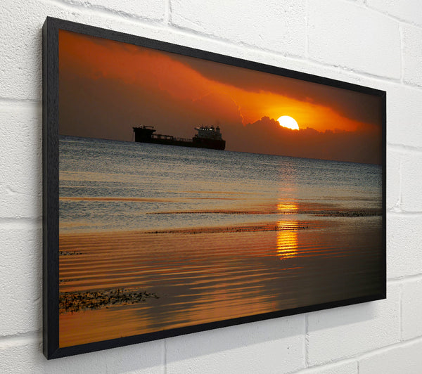 Ocean Ship Sun Glow