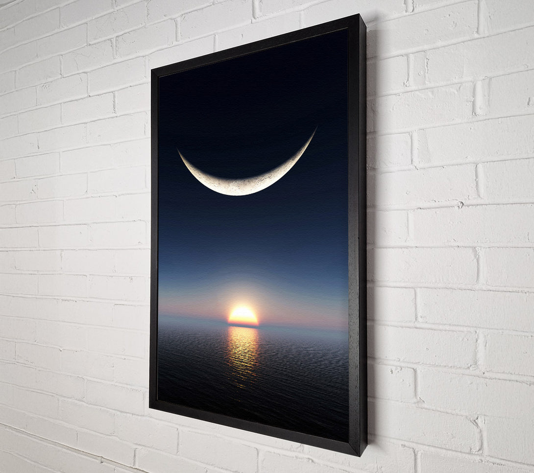 A Canvas Print of The Edge Of The Ocean Moon Canvas Print