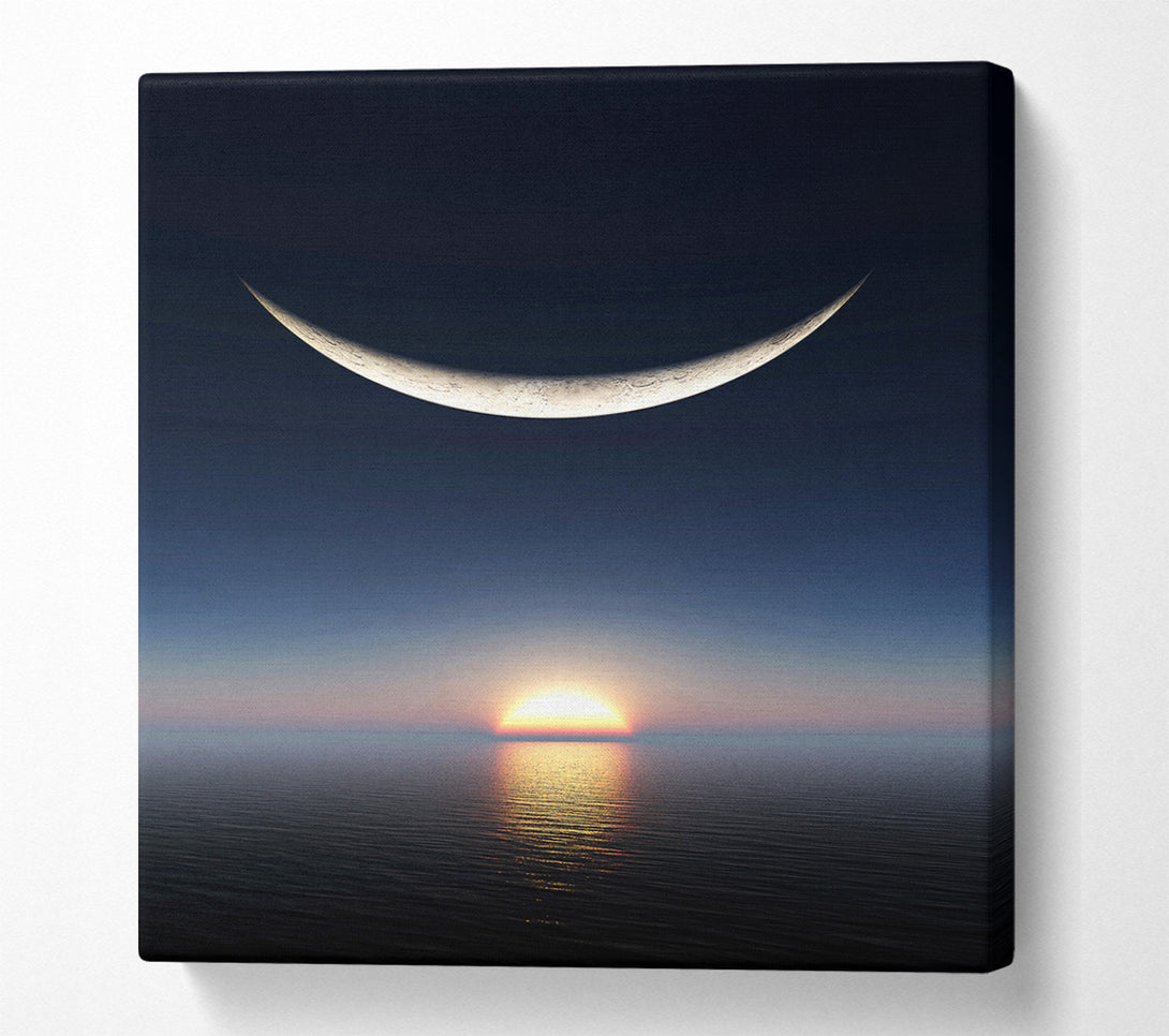  A Canvas Print of The Edge Of The Ocean Moon Canvas Print
