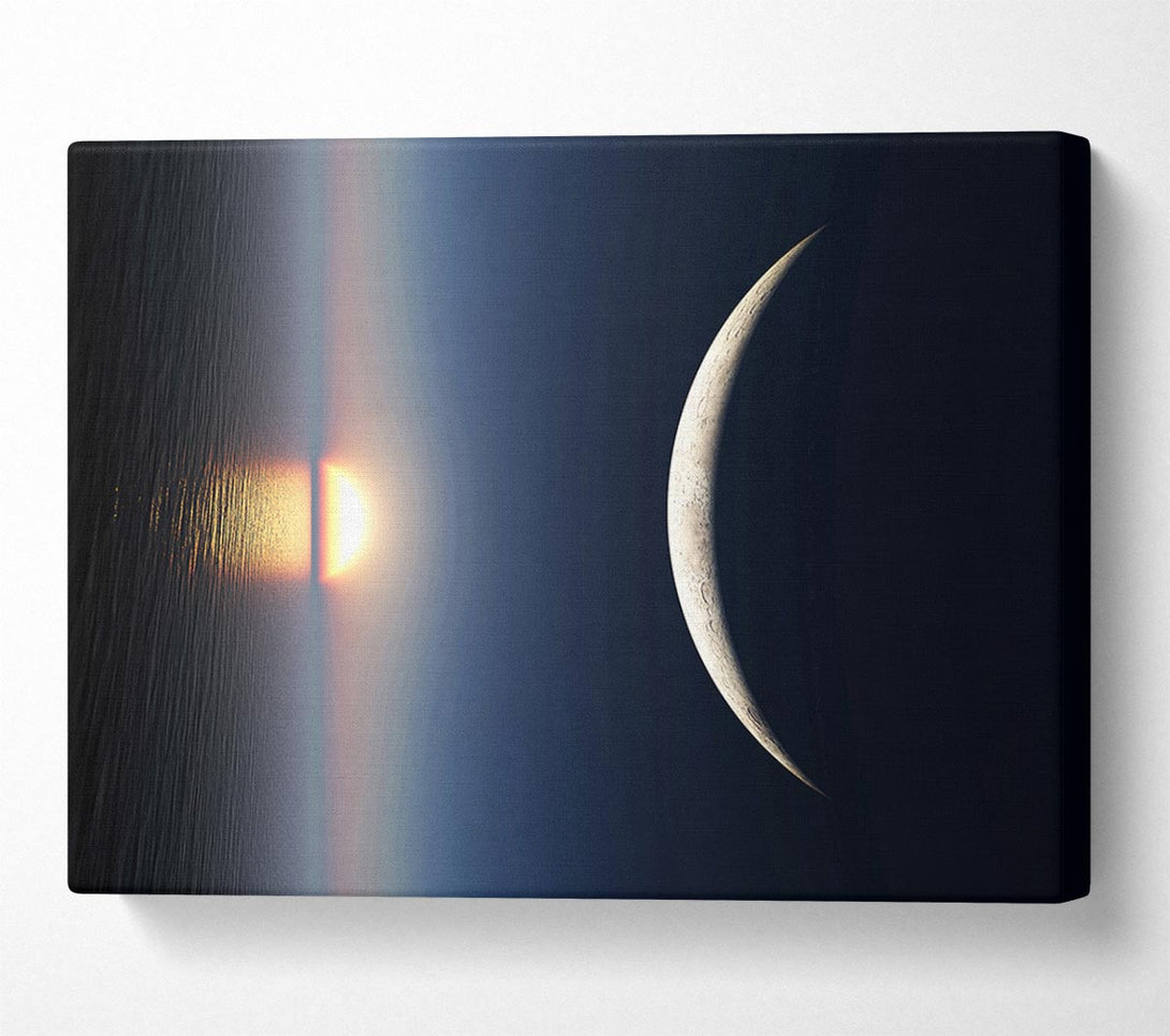  A Canvas Print of The Edge Of The Ocean Moon Canvas Print