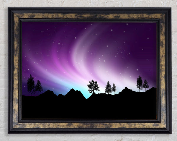 Northern Light Treeline Framed Print
