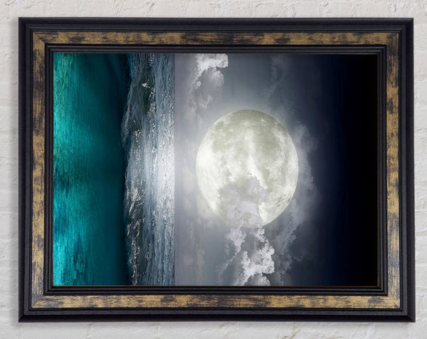 Perfect Moon Ocean Framed Print