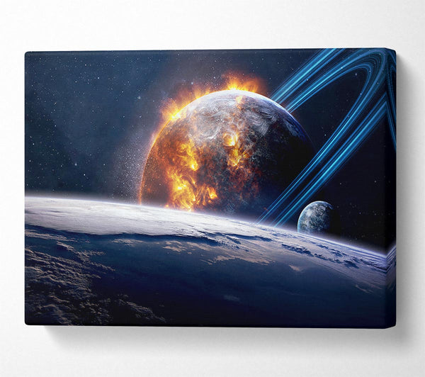  A Canvas Print of Flaming Sun Above The Earth Canvas Art