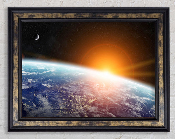 As The Sun Comes Up Over Earth Framed Print
