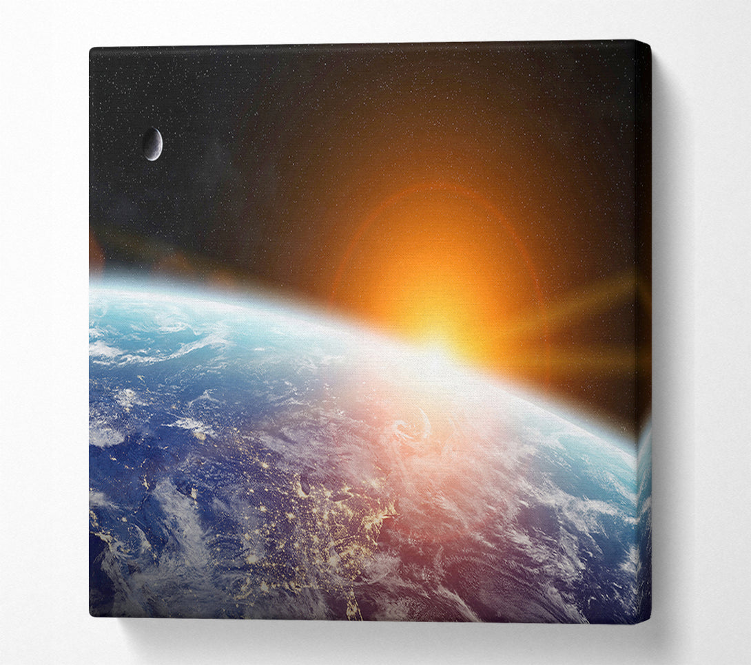  A Canvas Print of As The Sun Comes Up Over Earth Canvas Wall Art