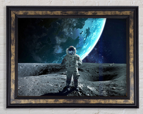 Astronaut On The Moon Framed Print