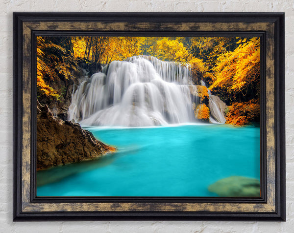 Yellow Trees Around The Blue Waters Framed Print
