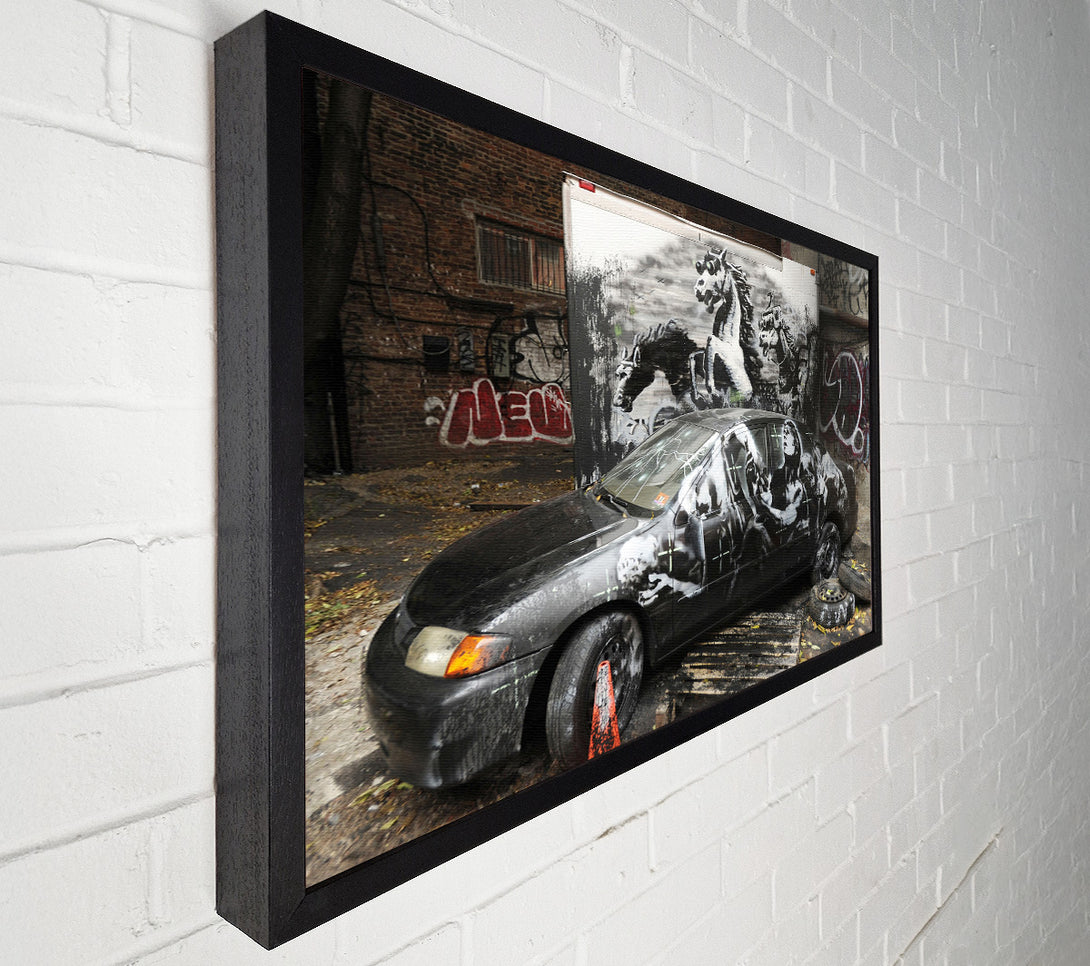  A Canvas Print of Banksy Car Graffiti Canvas Print