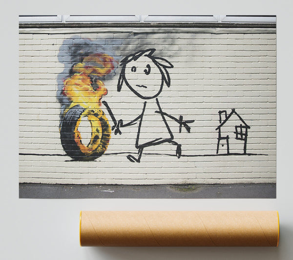 Banksy Fire Tyre Print