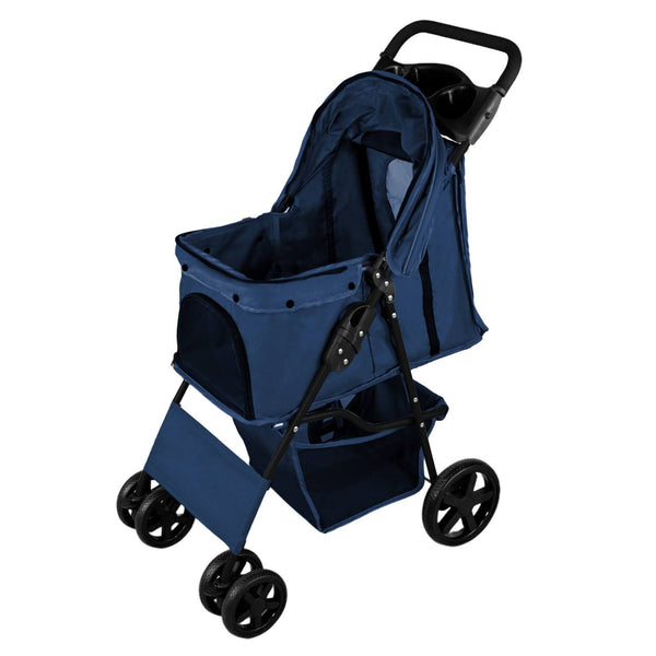 Pet Stroller with Rain Cover Navy Blue