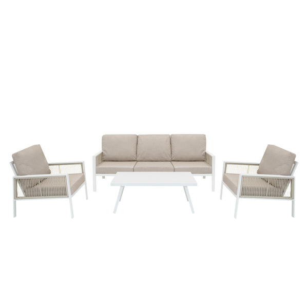 Aluminium 4 Piece Sofa Set - White