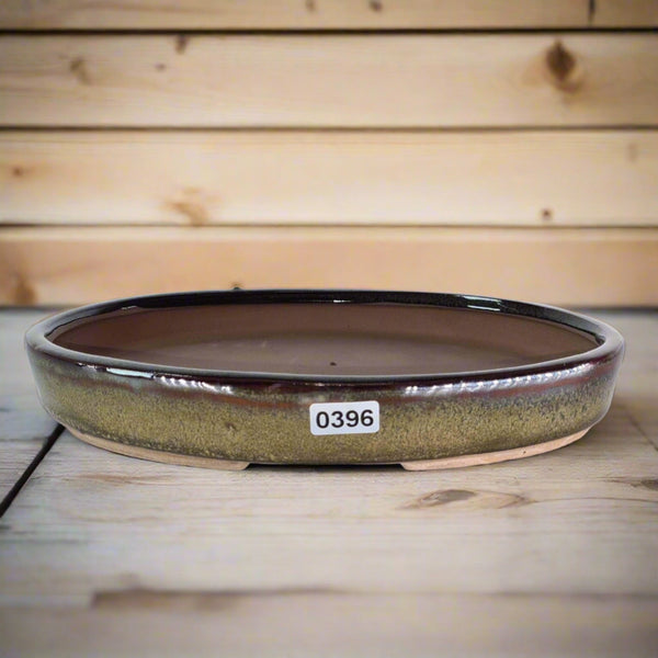 21cm Glazed Bonsai Pot | Oval | 21cm x 16cm x 3cm | Green
