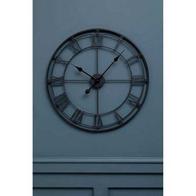 Baywood 59cm Dia Matt Black Metal Wall Clock