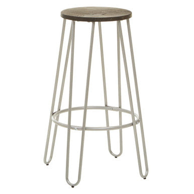 District Silver Finish Metal Frame Bar Stool