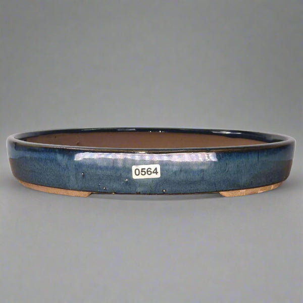 26cm Glazed Bonsai Pot | Oval | 26cm x 19cm x 4cm | Blue