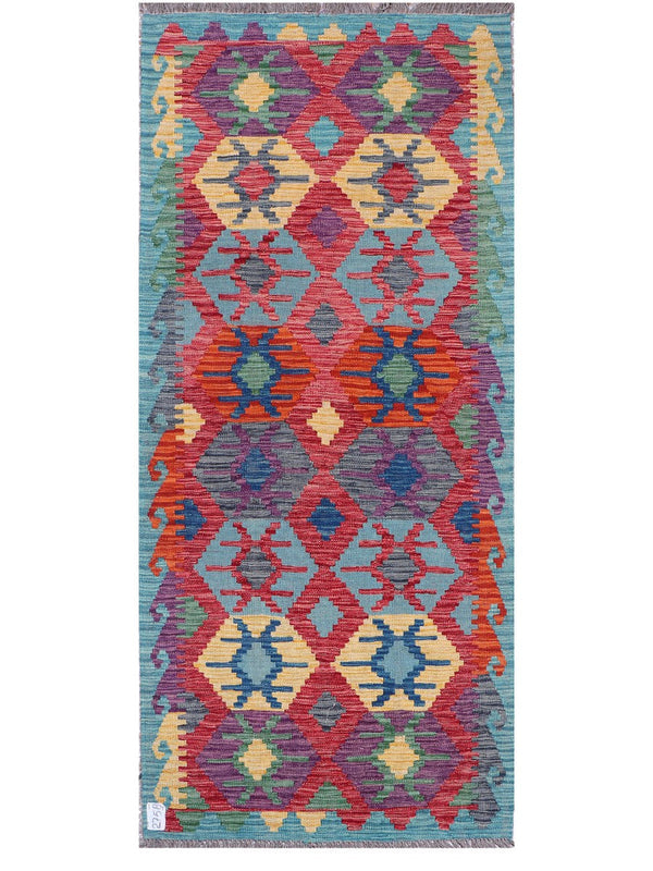Maimana Afghanistan Kilim Rug - 198 x88 cm