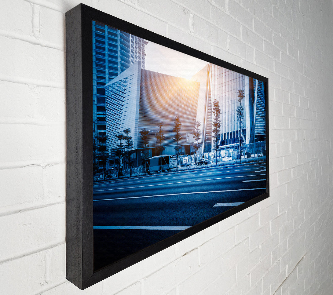  A Canvas Print of Blue city sunglare Canvas Wall Art