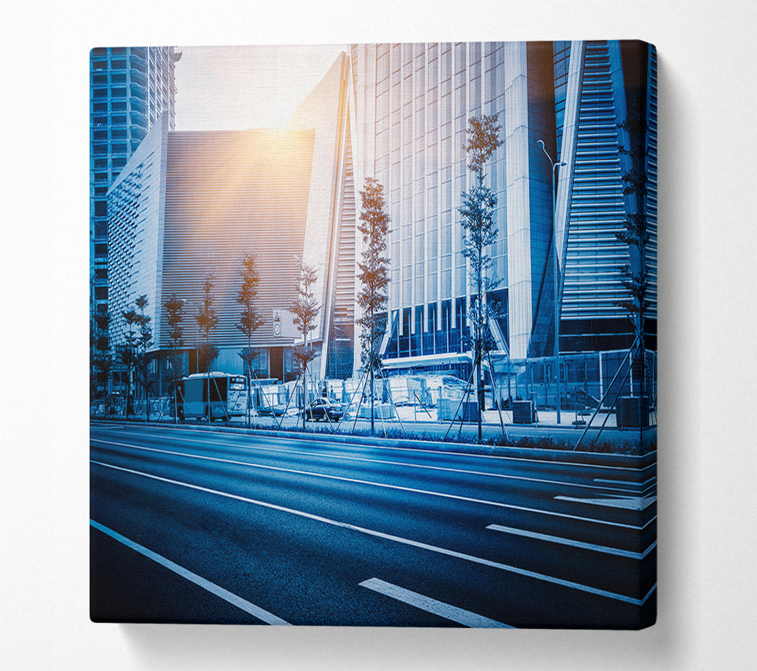  A Canvas Print of Blue city sunglare Canvas Wall Art