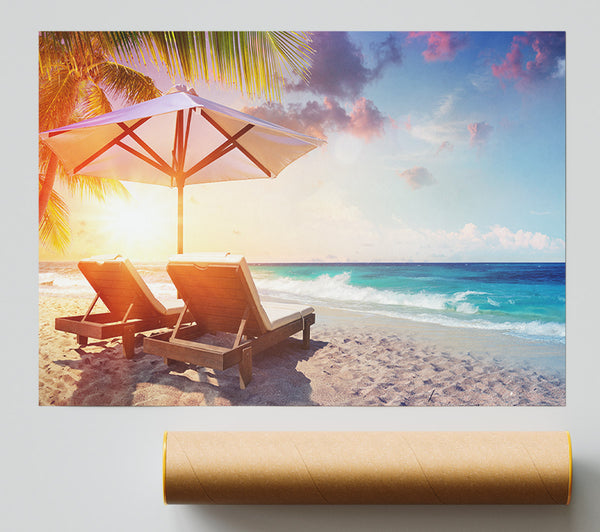 Sun Chairs By The Sea Giclee Print