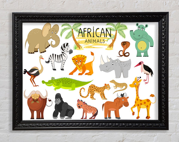 Karikatur afrikanischer Tiere