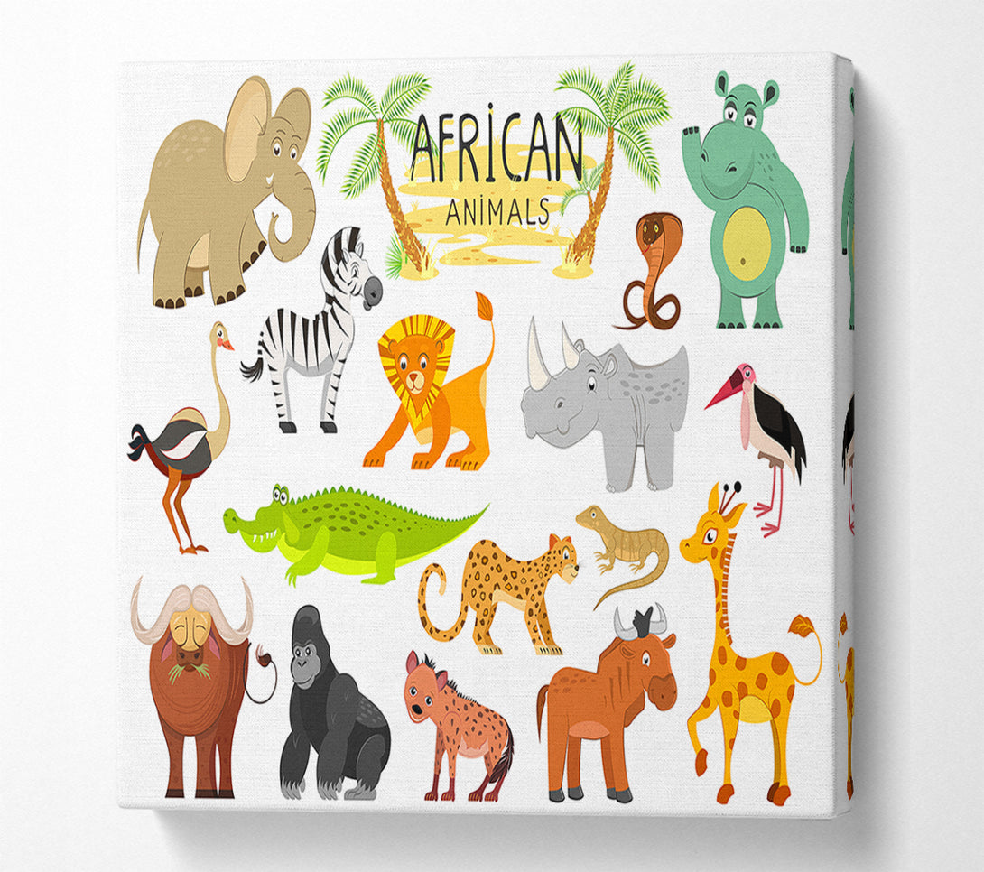  A Canvas Print of African animals cartoon Canvas Art
