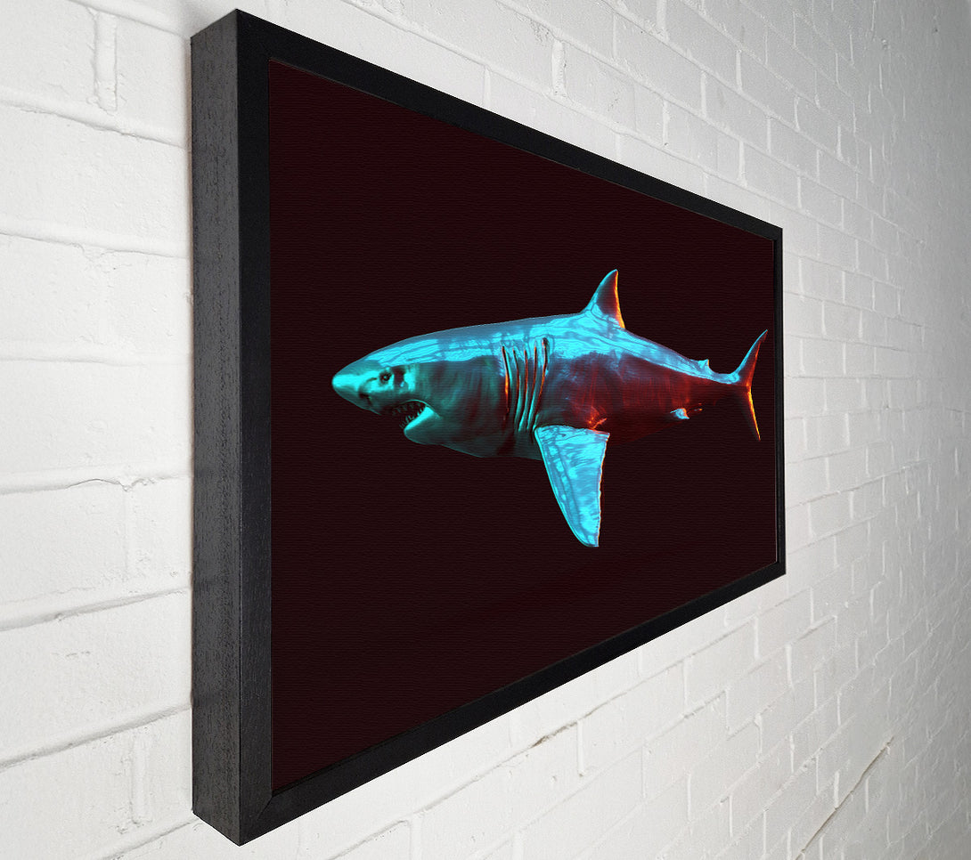  A Canvas Print of Blue shark in the deep sea Canvas Art
