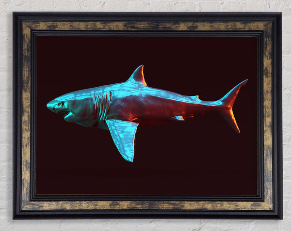 Blue shark in the deep sea Framed Print