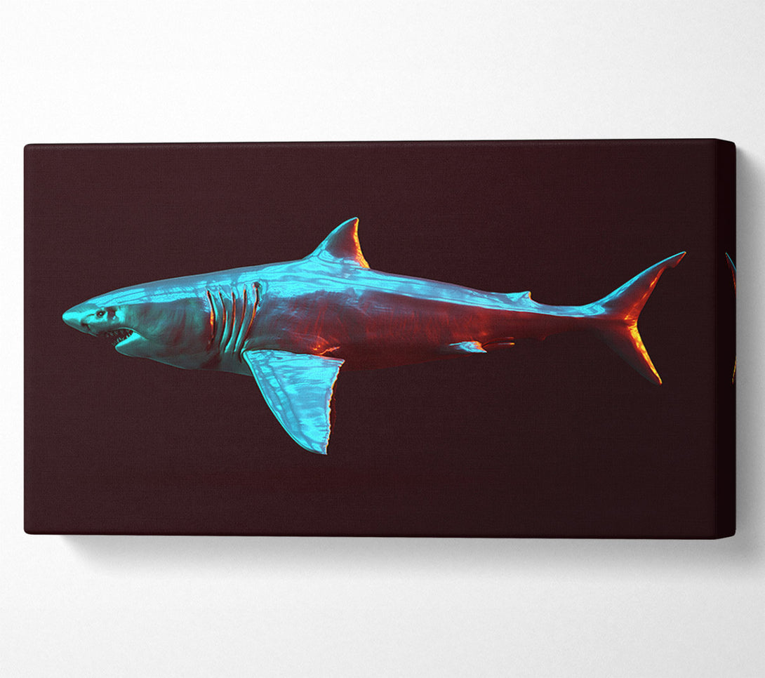  A Canvas Print of Blue shark in the deep sea Canvas Art