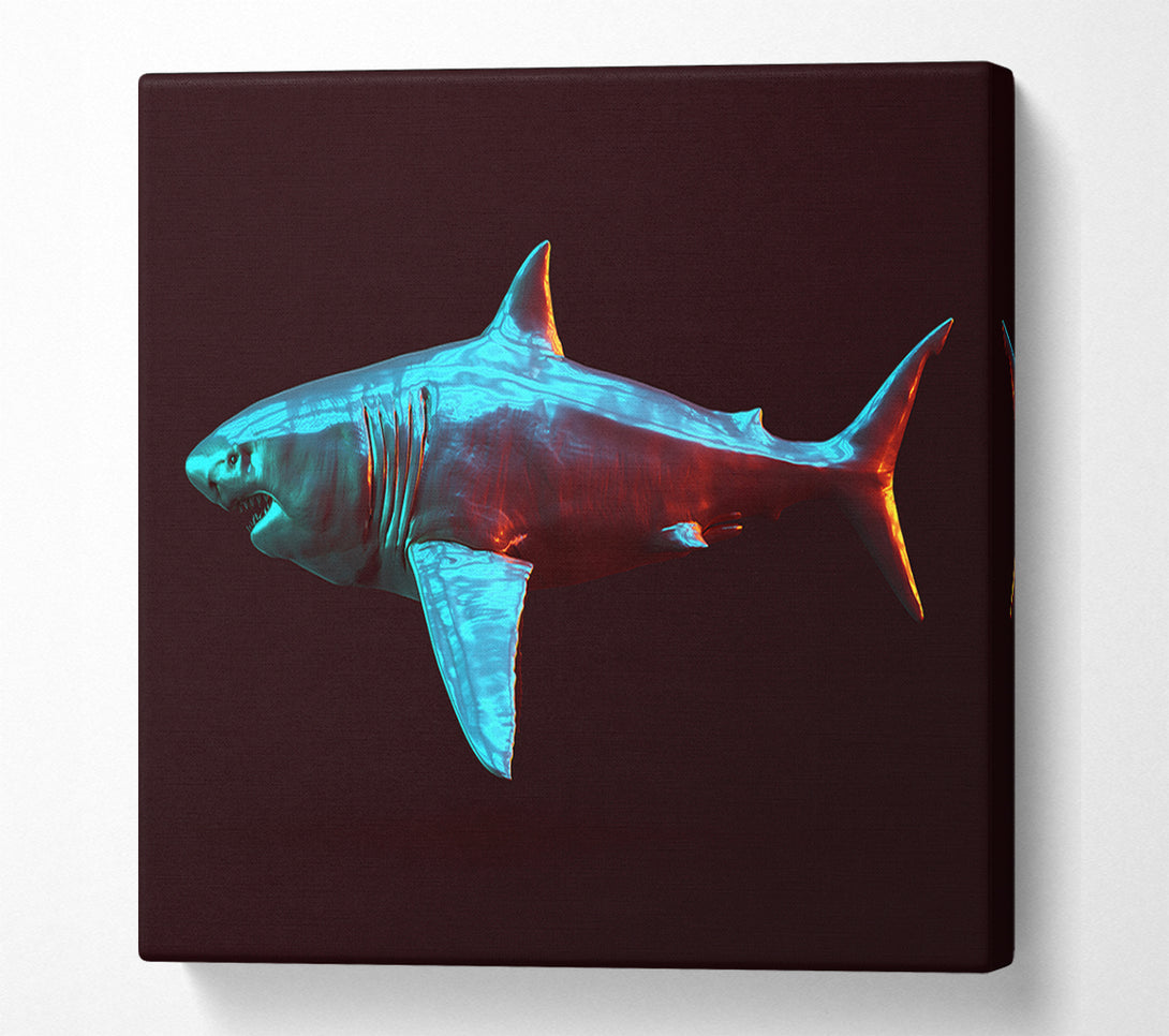  A Canvas Print of Blue shark in the deep sea Canvas Art