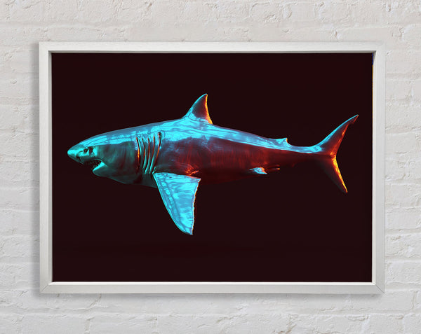 Blue shark in the deep sea Framed Print