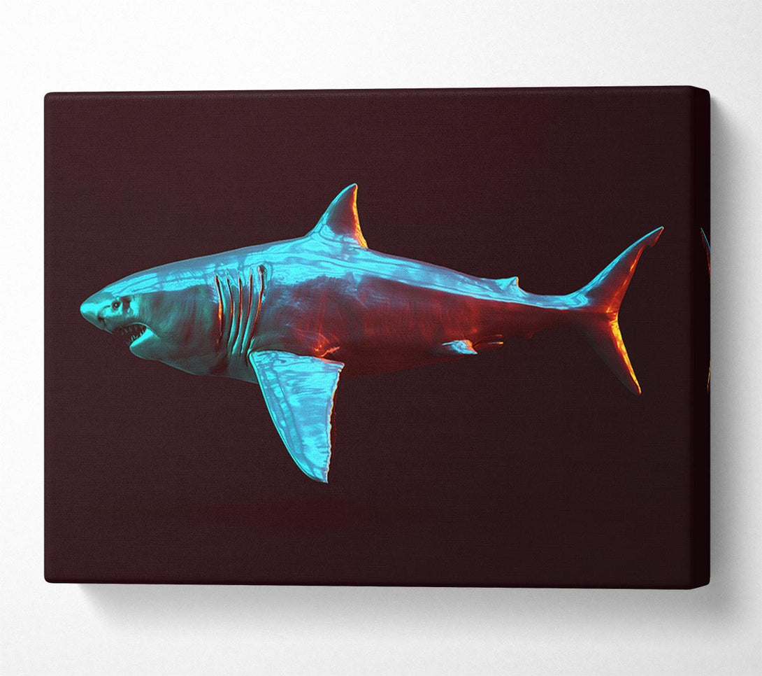  A Canvas Print of Blue shark in the deep sea Canvas Art