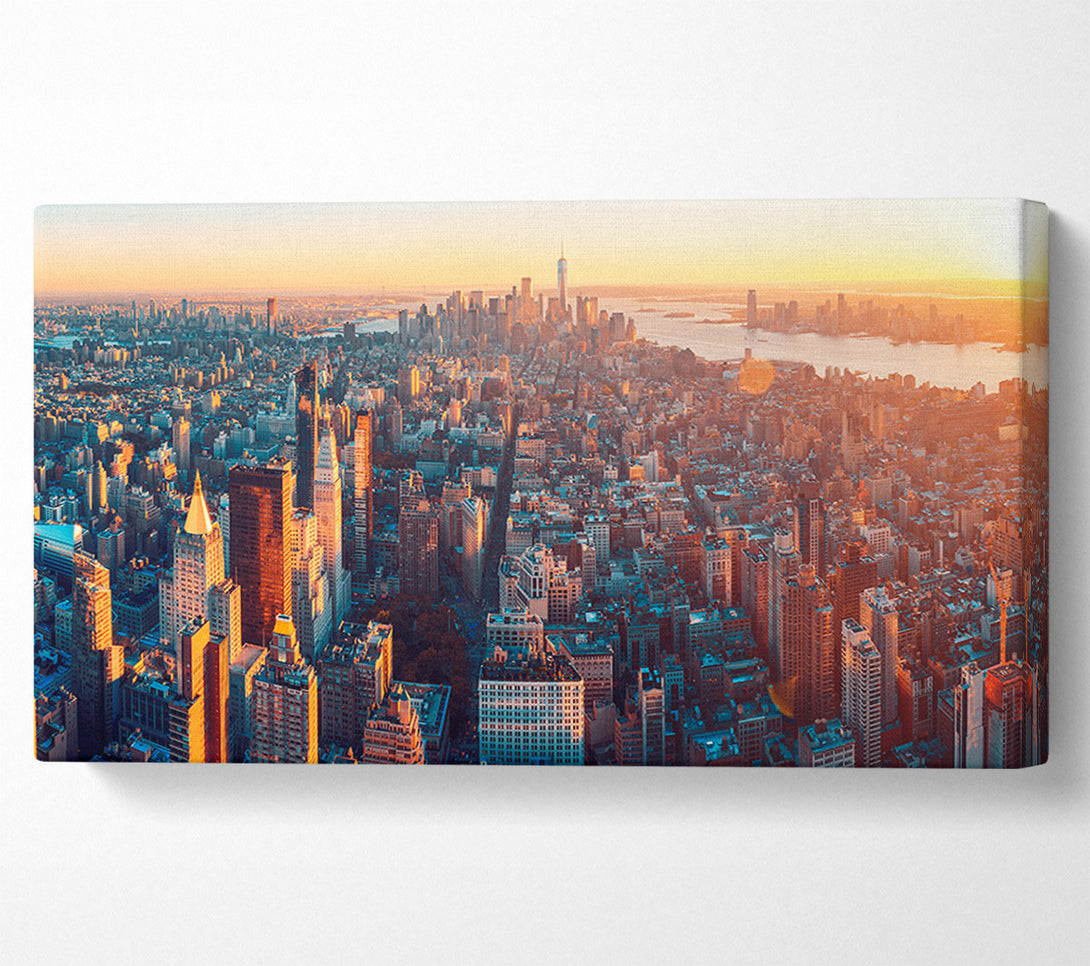  A Canvas Print of Aerial city sunset dream Canvas Wall Art