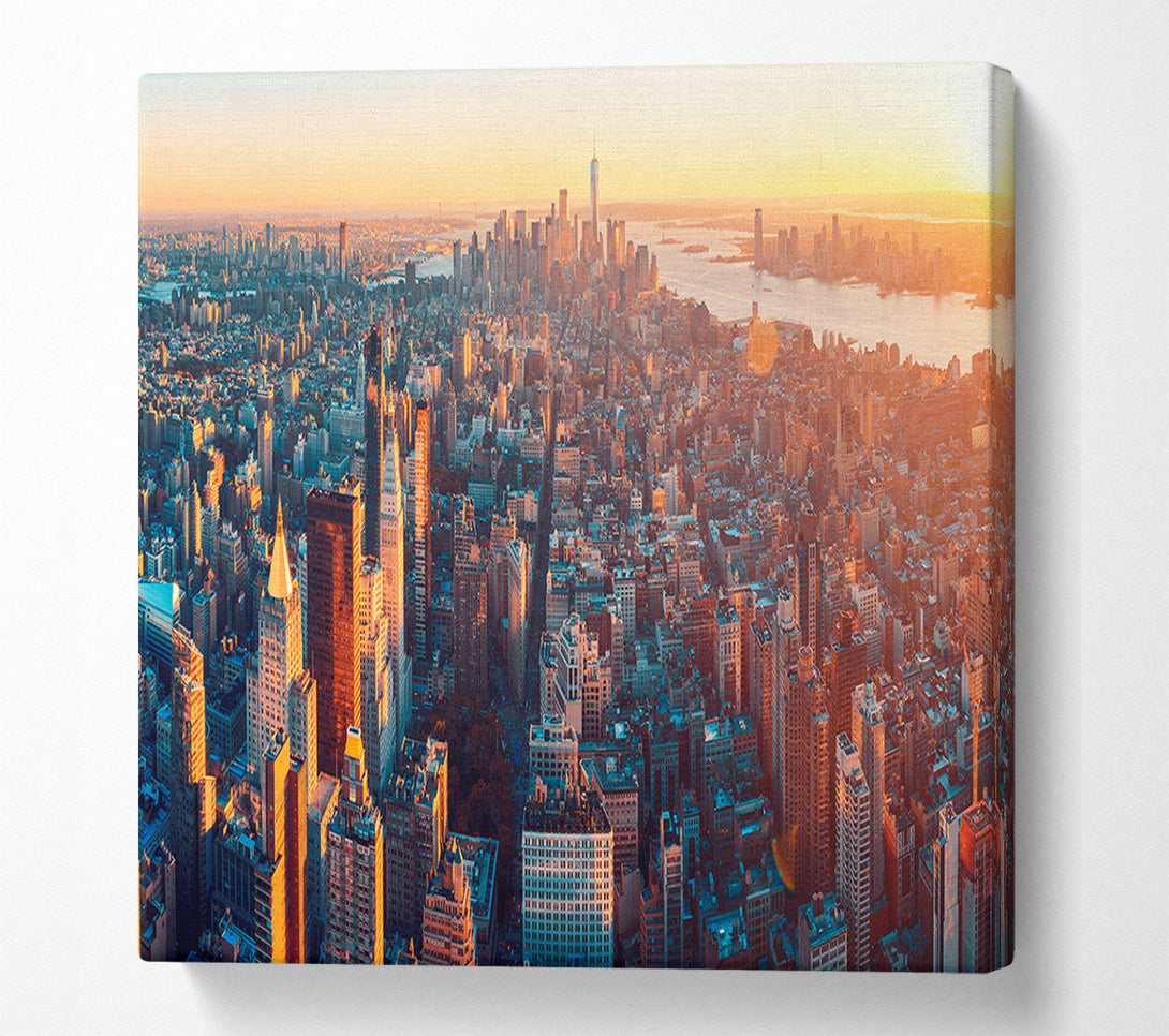  A Canvas Print of Aerial city sunset dream Canvas Wall Art