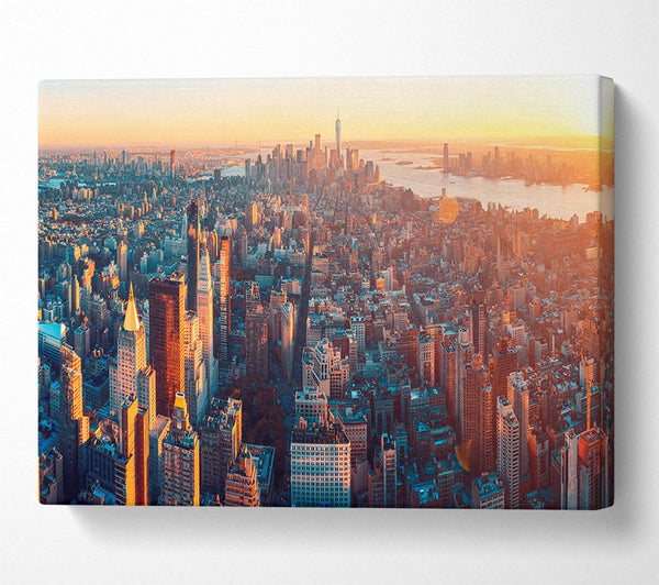  A Canvas Print of Aerial city sunset dream Canvas Wall Art