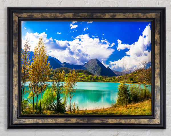 Blue Lagoon deep blue skies Framed Print