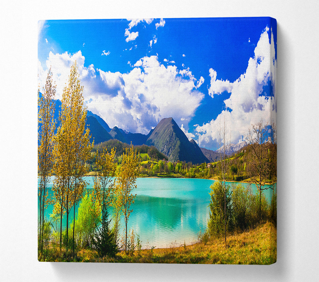  A Canvas Print of Blue Lagoon deep blue skies Canvas Print