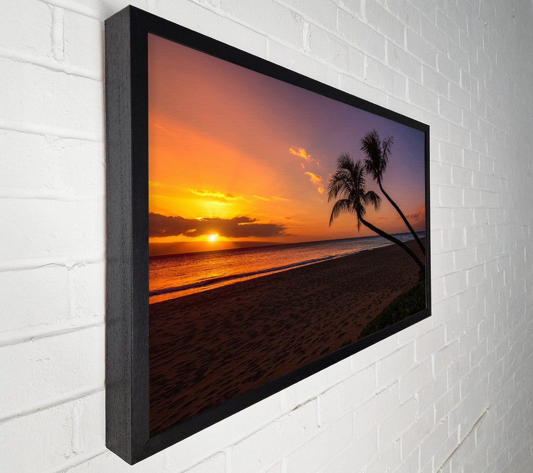  A Canvas Print of Two palm trees on the beach Canvas Print