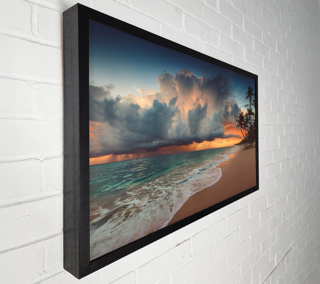  A Canvas Print of Grey Clouds on the beach Canvas Print