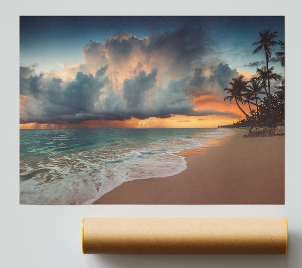Grey Clouds On The Beach Poster
