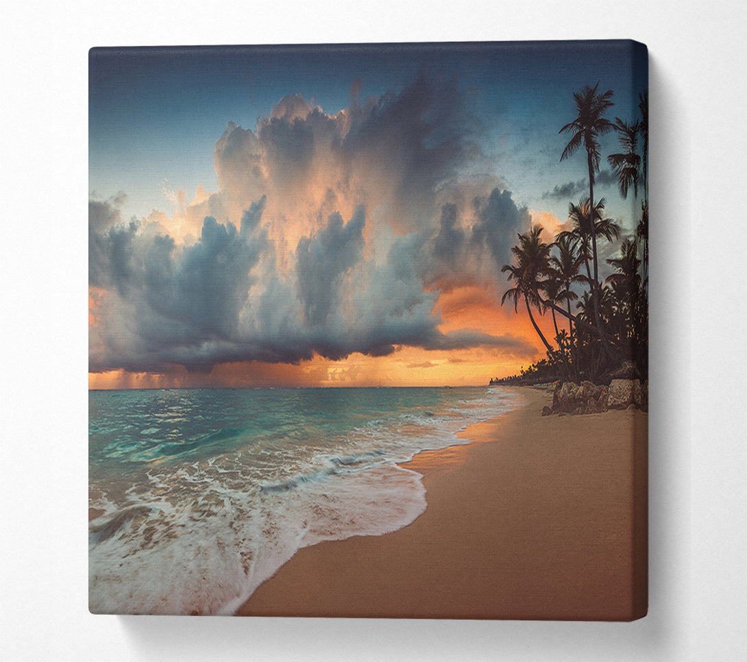  A Canvas Print of Grey Clouds on the beach Canvas Print